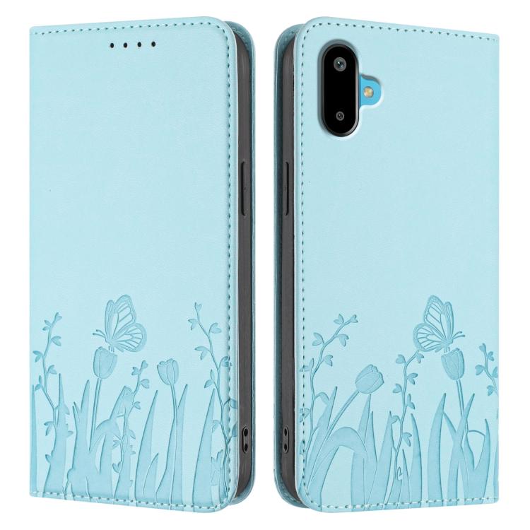 Custodia magnetica per telefono in ecopelle con motivo tulipani e farfalle., For Samsung Galaxy F06 5G, For Samsung Galaxy M35