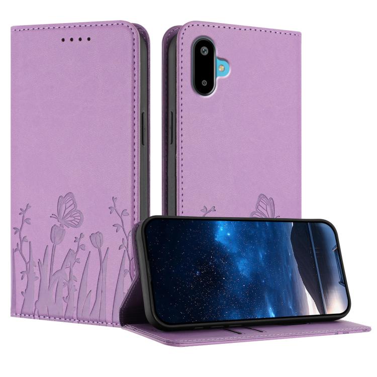 Custodia magnetica per telefono in ecopelle con motivo tulipani e farfalle., For Samsung Galaxy F06 5G, For Samsung Galaxy M35