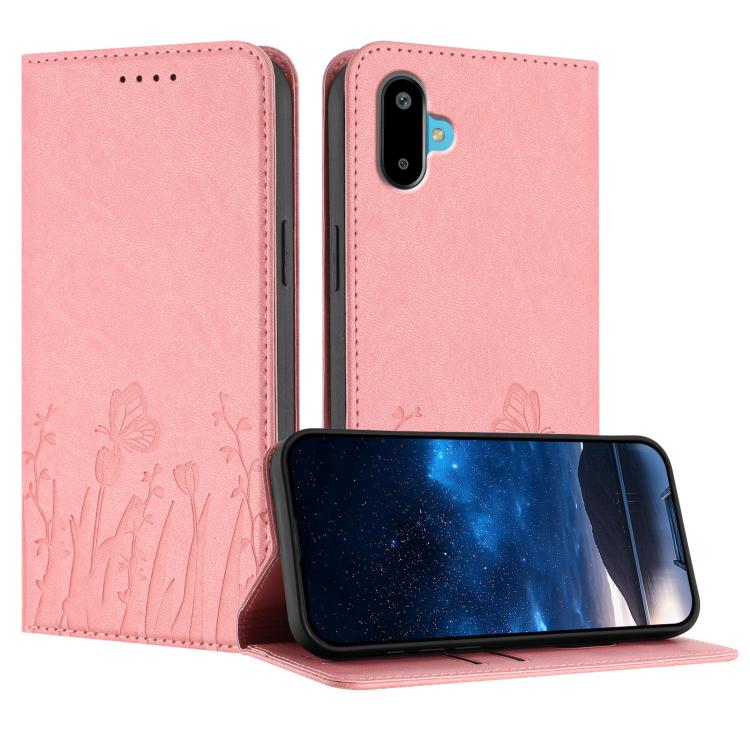Custodia magnetica per telefono in ecopelle con motivo tulipani e farfalle., For Samsung Galaxy F06 5G, For Samsung Galaxy M35