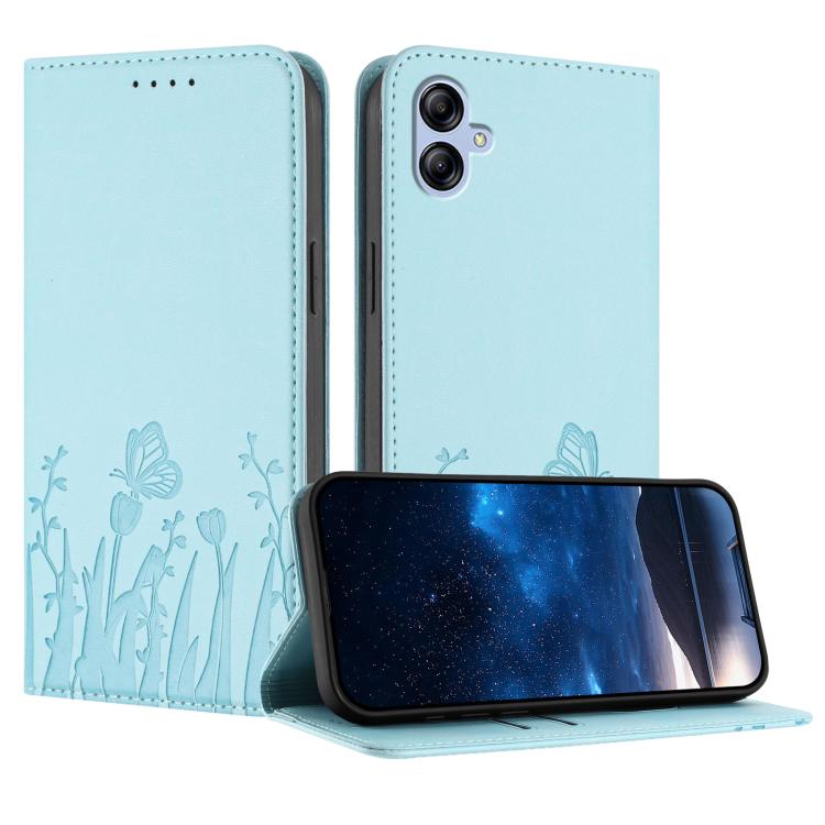 Custodia magnetica per telefono in ecopelle con motivo tulipani e farfalle., For Samsung Galaxy A04e / F04 / M04, For Samsung Galaxy A14 4G / 5G