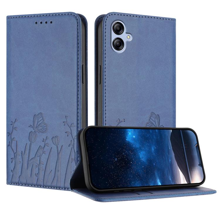 Custodia magnetica per telefono in ecopelle con motivo tulipani e farfalle., For Samsung Galaxy A04e / F04 / M04, For Samsung Galaxy A14 4G / 5G