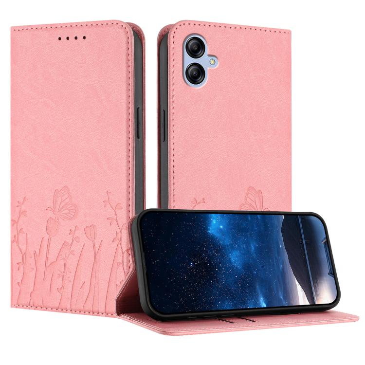 Custodia magnetica per telefono in ecopelle con motivo tulipani e farfalle., For Samsung Galaxy A04e / F04 / M04, For Samsung Galaxy A14 4G / 5G