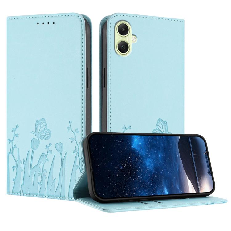 Custodia magnetica per telefono in ecopelle con motivo tulipani e farfalle., For Samsung Galaxy A07 4G / 5G, For Samsung Galaxy A06 4G / 5G