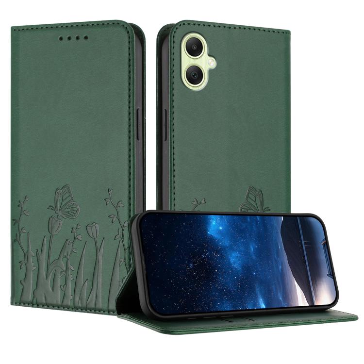 Custodia magnetica per telefono in ecopelle con motivo tulipani e farfalle., For Samsung Galaxy A07 4G / 5G, For Samsung Galaxy A06 4G / 5G