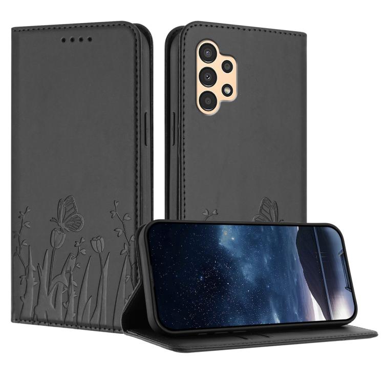 Custodia magnetica per telefono in ecopelle con motivo tulipani e farfalle., For Samsung Galaxy A13 4G / 5G / A04 / A04s, For Samsung Galaxy A23 Japan Version