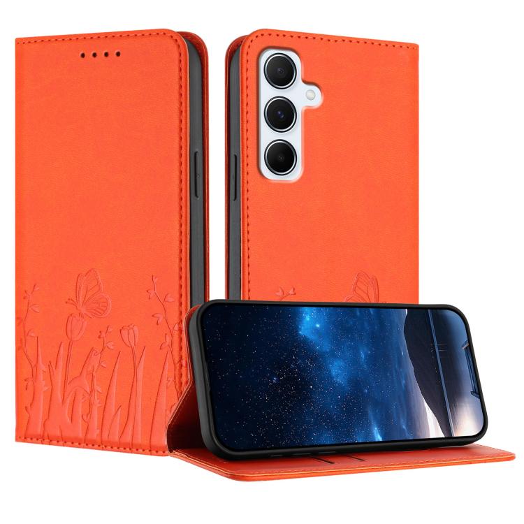 Custodia magnetica per telefono in ecopelle con motivo tulipani e farfalle., For Samsung Galaxy A56 5G, For Samsung Galaxy A16 4G / 5G / A26 5G