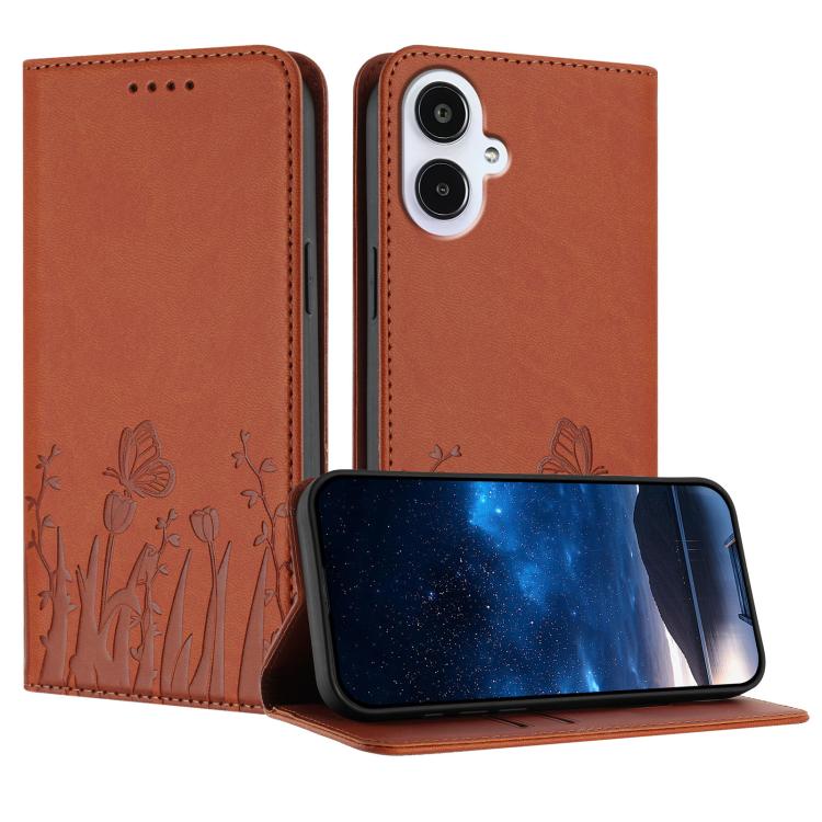 Custodia magnetica per telefono in ecopelle con motivo tulipani e farfalle., For Samsung Galaxy A25e Japan Version, For Samsung Galaxy A17 4G / 5G