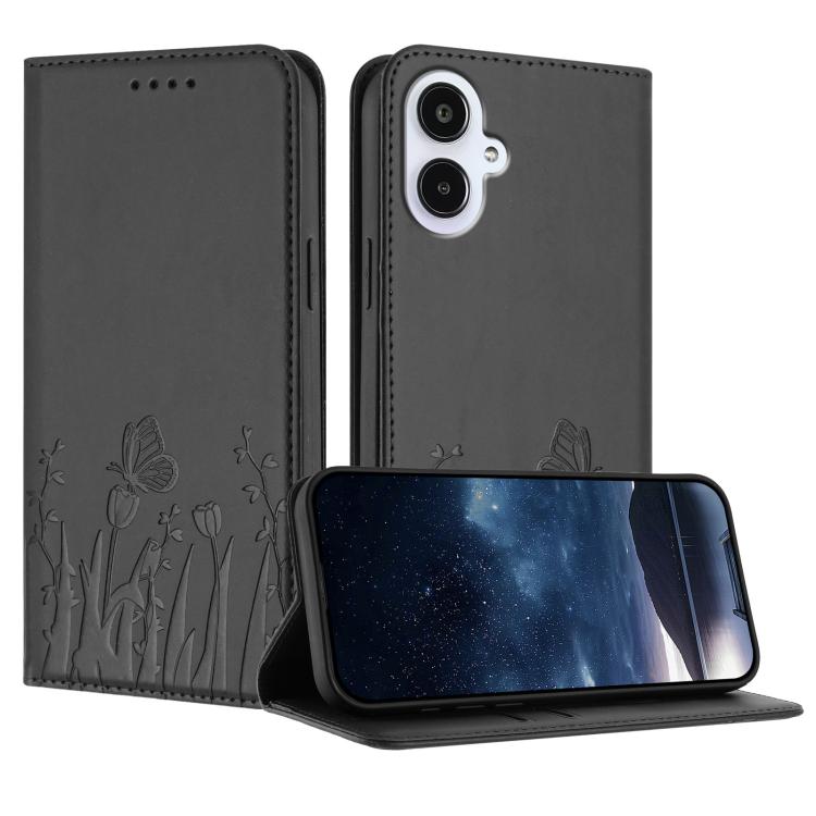 Custodia magnetica per telefono in ecopelle con motivo tulipani e farfalle., For Samsung Galaxy A25e Japan Version, For Samsung Galaxy A17 4G / 5G