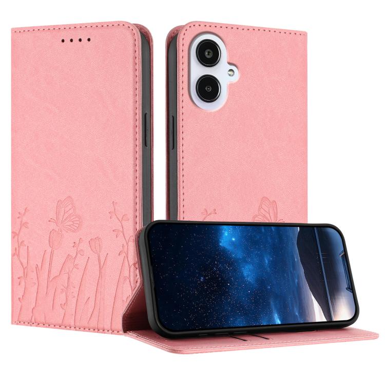 Custodia magnetica per telefono in ecopelle con motivo tulipani e farfalle., For Samsung Galaxy A25e Japan Version, For Samsung Galaxy A17 4G / 5G