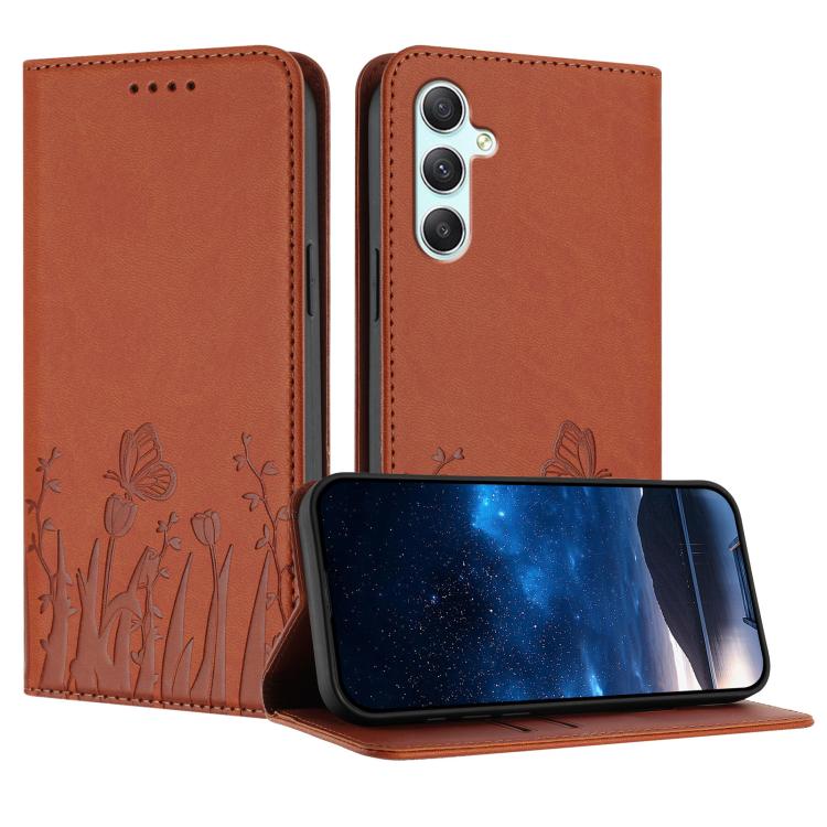 Custodia magnetica per telefono in ecopelle con motivo tulipani e farfalle., For Samsung Galaxy A34 5G, For Samsung Galaxy A54 5G