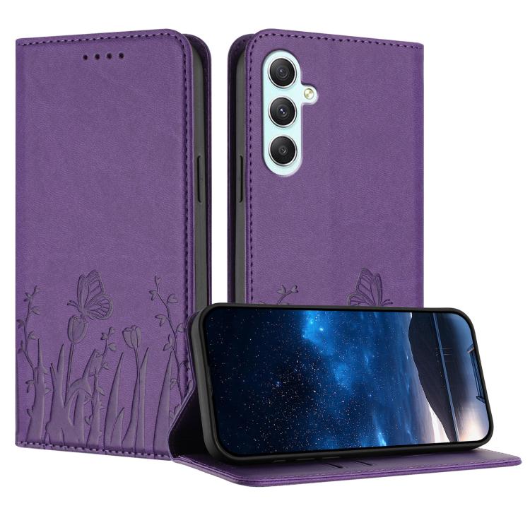 Custodia magnetica per telefono in ecopelle con motivo tulipani e farfalle., For Samsung Galaxy A55 5G, For Samsung Galaxy A35 5G