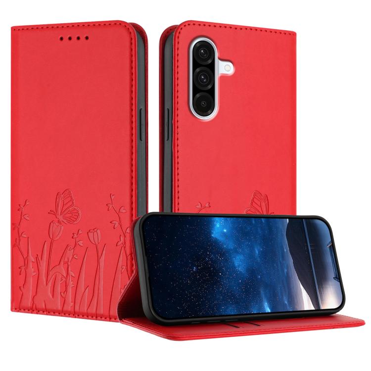 Custodia magnetica per telefono in ecopelle con motivo tulipani e farfalle., For Samsung Galaxy A36 5G, For Samsung Galaxy A05 / F05 / M05