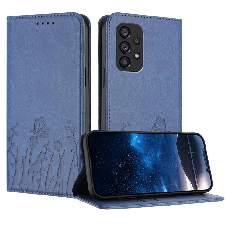 Custodia magnetica per telefono in ecopelle con motivo tulipani e farfalle., For Samsung Galaxy A53 5G, For Samsung Galaxy A73 5G