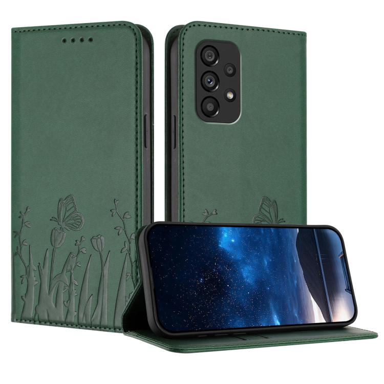 Custodia magnetica per telefono in ecopelle con motivo tulipani e farfalle., For Samsung Galaxy A53 5G, For Samsung Galaxy A73 5G
