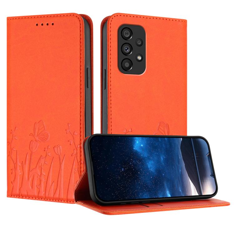 Custodia magnetica per telefono in ecopelle con motivo tulipani e farfalle., For Samsung Galaxy A53 5G, For Samsung Galaxy A73 5G