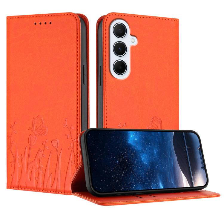 Custodia magnetica per telefono in ecopelle con motivo tulipani e farfalle., For Samsung Galaxy A56 5G, For Samsung Galaxy A16 4G / 5G / A26 5G