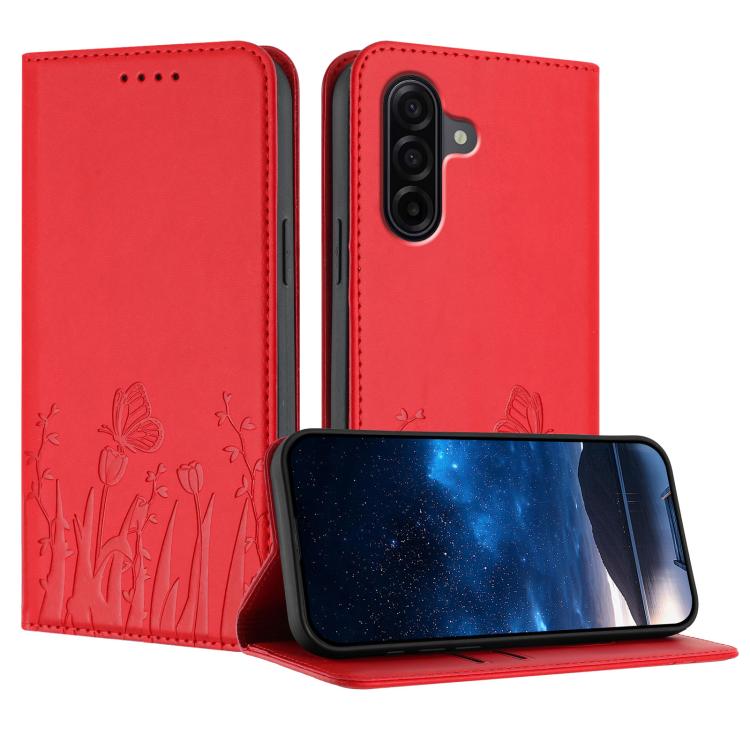 Custodia magnetica per telefono in ecopelle con motivo tulipani e farfalle., For Samsung Galaxy A57 5G, For Samsung Galaxy A37 5G
