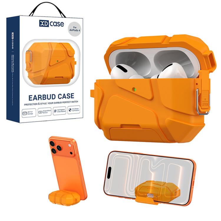 Custodia per auricolari XDcase in TPU con chiusura di sicurezza a forma di pallone da calcio, gancio e supporto., For AirPods Pro 3, For AirPods 4, For AirPods Pro 2 / 1