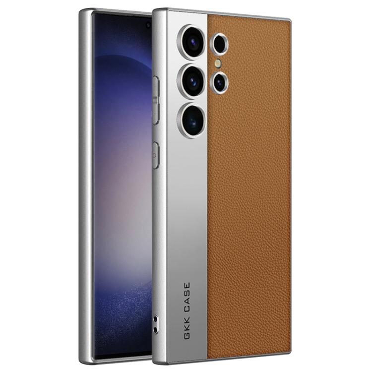 Custodia per telefono GKK in pelle placcata, stile principale, opaca, a copertura totale., For Samsung Galaxy S26 Ultra 5G, For Samsung Galaxy S25 Ultra 5G, For Samsung Galaxy S24 Ultra 5G, For Samsung Galaxy S23 Ultra 5G