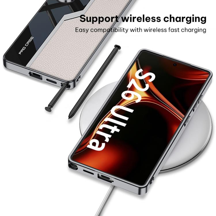 Custodia per telefono supercar con copertura completa in TPU e pelle GKK Plating + pelle, For Samsung Galaxy S26 Ultra 5G