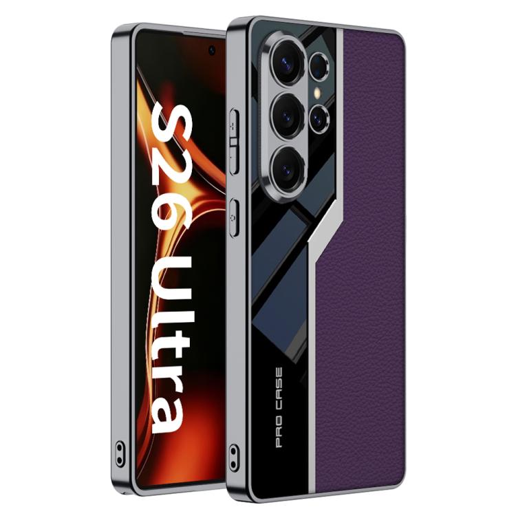 Custodia per telefono supercar con copertura completa in TPU e pelle GKK Plating + pelle, For Samsung Galaxy S26 Ultra 5G