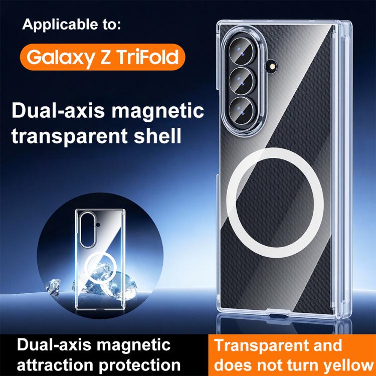 Custodia per telefono trasparente con magnete a doppio asse, For Samsung Galaxy Z TriFold