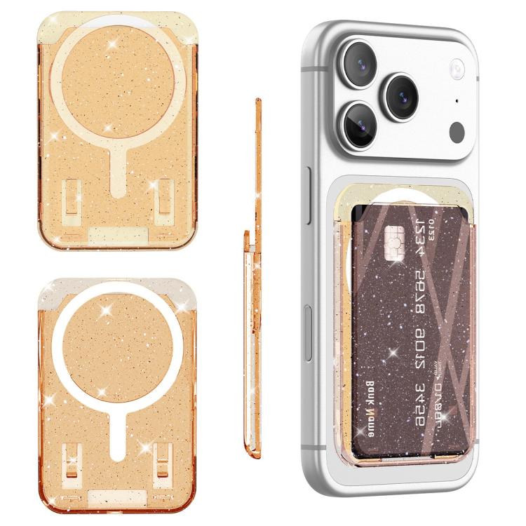 Adesivo magnetico trasparente glitterato per retro del telefono, scomparti per carte, borsa