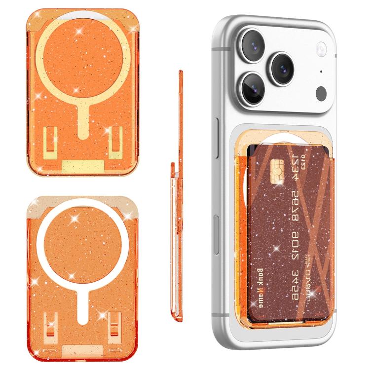 Adesivo magnetico trasparente glitterato per retro del telefono, scomparti per carte, borsa