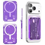 Adesivo magnetico trasparente glitterato per retro del telefono, scomparti per carte, borsa