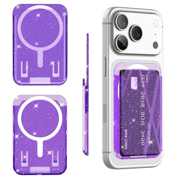 Adesivo magnetico trasparente glitterato per retro del telefono, scomparti per carte, borsa