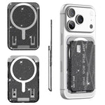 Adesivo magnetico trasparente glitterato per retro del telefono, scomparti per carte, borsa