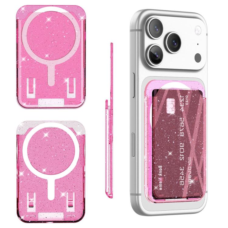 Adesivo magnetico trasparente glitterato per retro del telefono, scomparti per carte, borsa
