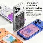 Adesivo magnetico trasparente glitterato per retro del telefono, scomparti per carte, borsa