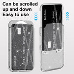 Adesivo magnetico trasparente glitterato per retro del telefono, scomparti per carte, borsa