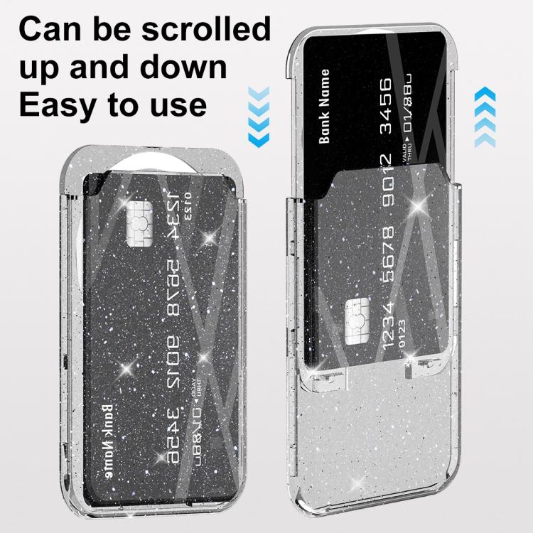 Adesivo magnetico trasparente glitterato per retro del telefono, scomparti per carte, borsa