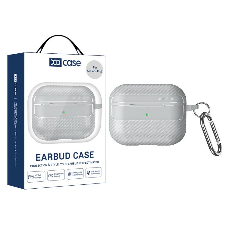 Custodia per auricolari XDcase con texture in fibra di carbonio e gancio., For AirPods Pro 3, For AirPods 4