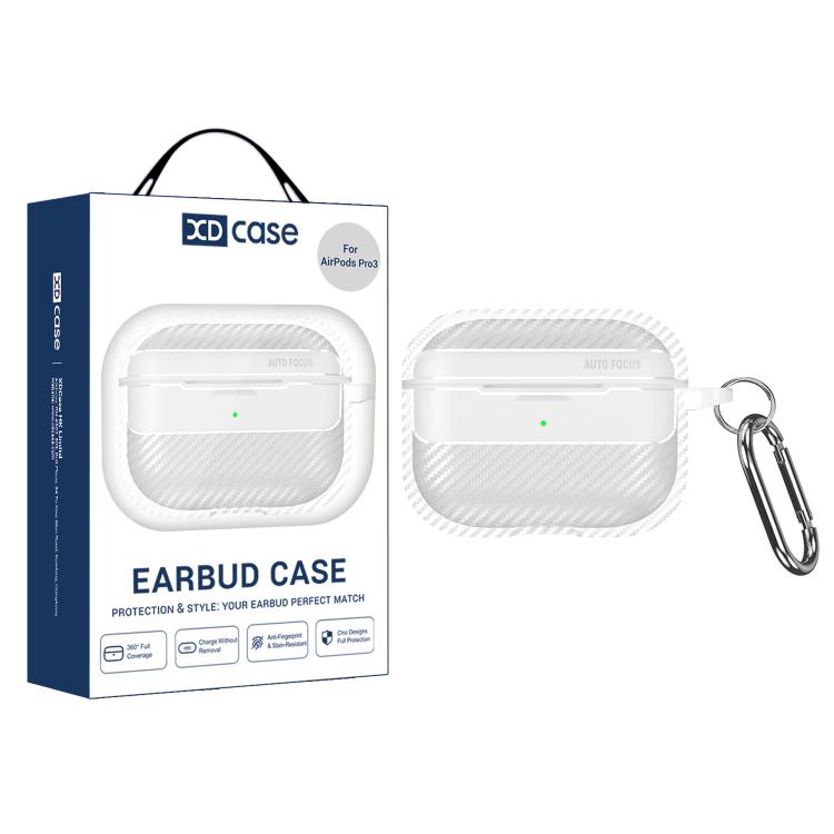Custodia per auricolari XDcase con texture in fibra di carbonio e gancio., For AirPods Pro 3, For AirPods 4