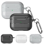 Custodia per auricolari XDcase con texture in fibra di carbonio e gancio., For AirPods Pro 3, For AirPods 4