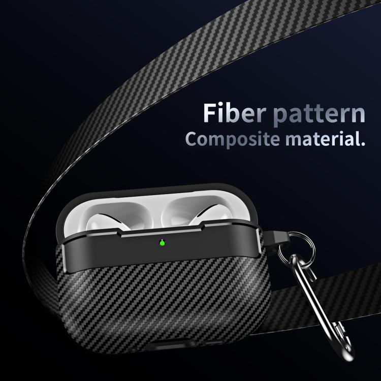 Custodia per auricolari XDcase con texture in fibra di carbonio e gancio., For AirPods Pro 3, For AirPods 4