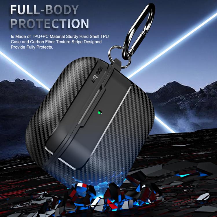 Custodia per auricolari XDcase con texture in fibra di carbonio e gancio., For AirPods Pro 3, For AirPods 4