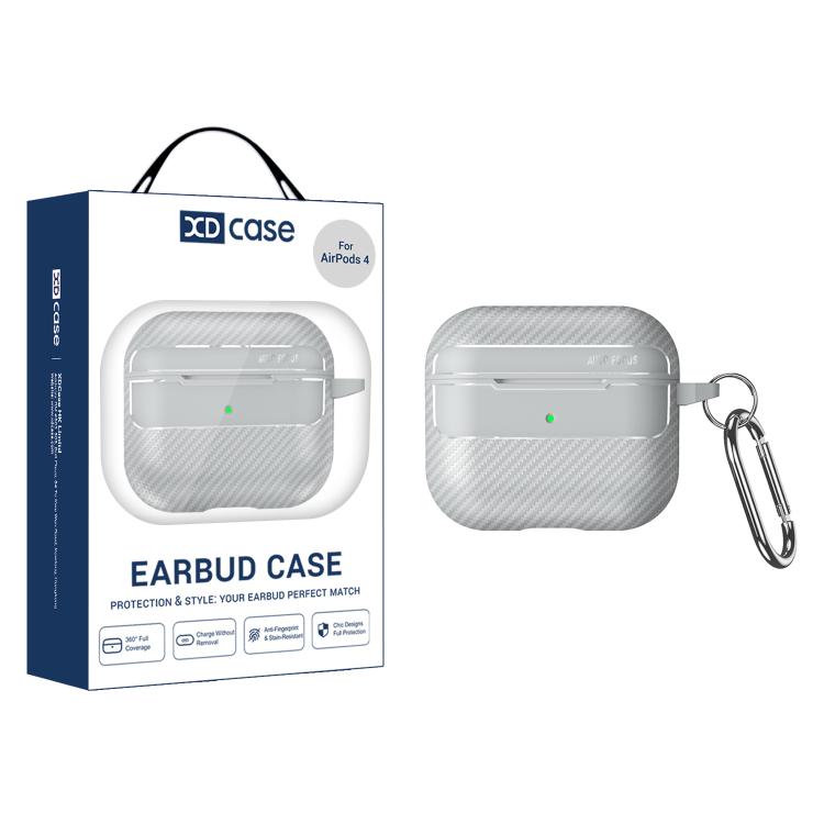 Custodia per auricolari XDcase con texture in fibra di carbonio e gancio., For AirPods Pro 3, For AirPods 4