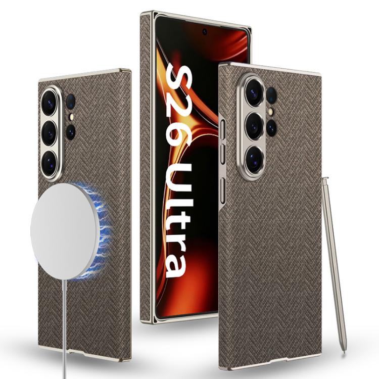 Custodia magnetica per telefono GKK Skin Feel in pelle curva, nylon, For Samsung Galaxy S26 Ultra 5G