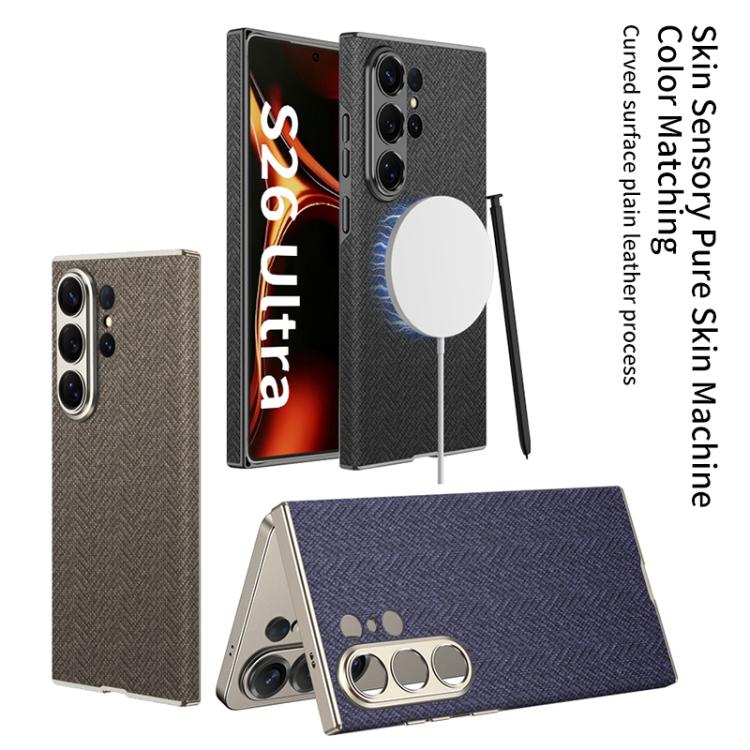 Custodia magnetica per telefono GKK Skin Feel in pelle curva, nylon, For Samsung Galaxy S26 Ultra 5G