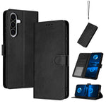 Custodia a libro per telefono in pelle con texture di vitello tinta unita., For Samsung Galaxy A57 5G