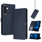 Custodia a libro per telefono in pelle con texture di vitello tinta unita., For Samsung Galaxy A57 5G