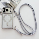 Custodia magnetica per telefono in acrilico trasparente galvanizzato con strass e cordino a tracolla sul lato destro., For iPhone 17 Pro Max, For iPhone 17 Pro, For iPhone 17, For iPhone Air