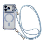 Custodia magnetica per telefono in acrilico trasparente galvanizzato con strass e cordino a tracolla sul lato destro., For iPhone 17 Pro Max, For iPhone 17 Pro, For iPhone 17, For iPhone Air