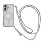 Custodia magnetica per telefono in acrilico trasparente galvanizzato con strass e cordino a tracolla sul lato destro., For iPhone 17 Pro Max, For iPhone 17 Pro, For iPhone 17, For iPhone Air