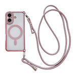 Custodia magnetica per telefono in acrilico trasparente galvanizzato con strass e cordino a tracolla sul lato destro., For iPhone 17 Pro Max, For iPhone 17 Pro, For iPhone 17, For iPhone Air