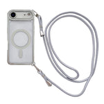 Custodia magnetica per telefono in acrilico trasparente galvanizzato con strass e cordino a tracolla sul lato destro., For iPhone 17 Pro Max, For iPhone 17 Pro, For iPhone 17, For iPhone Air